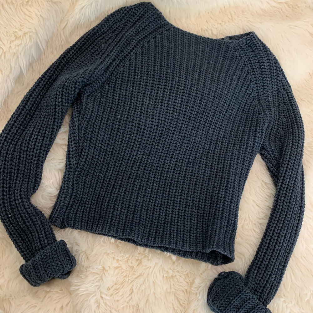 Blue Ribbed Sweater